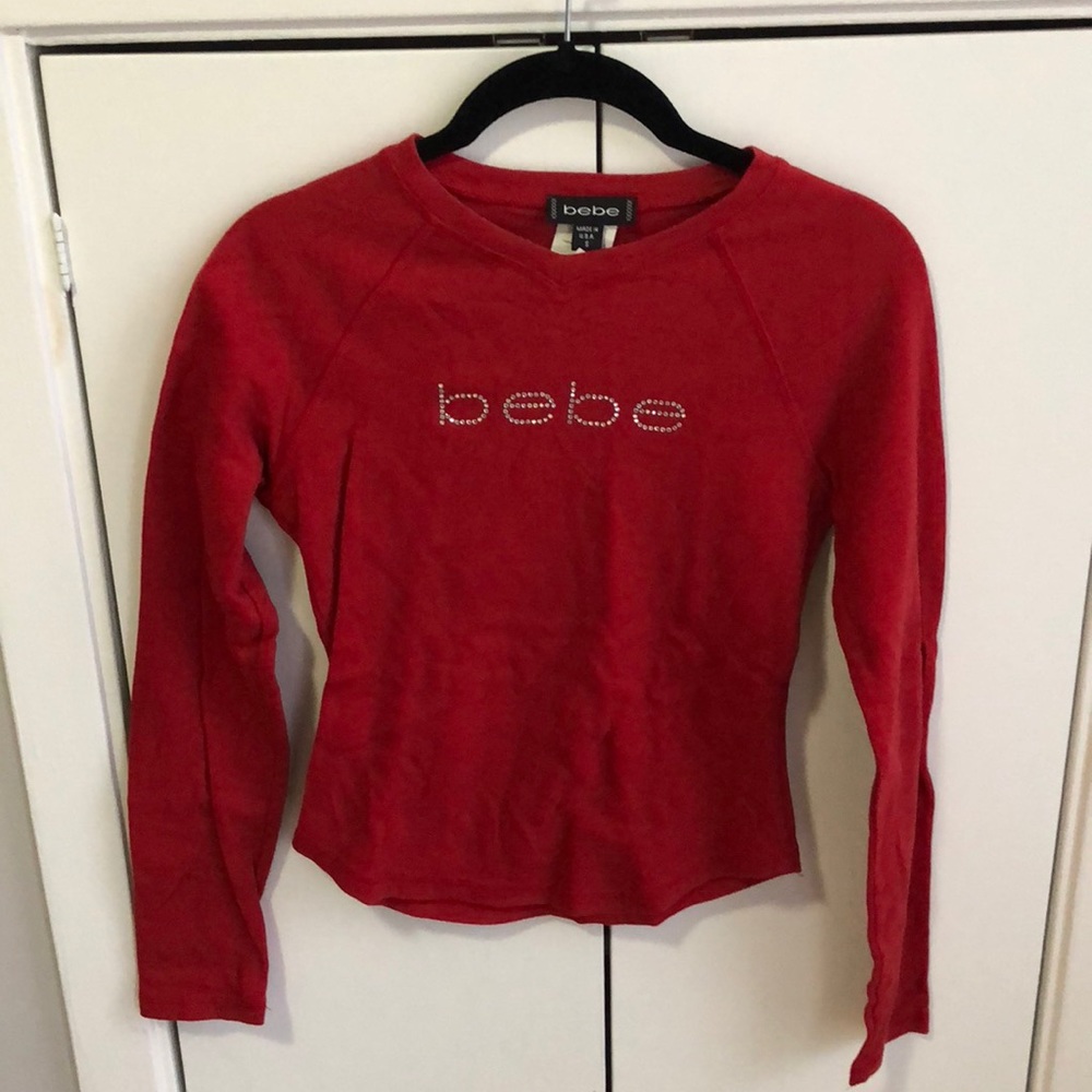 Bebe long sleeve rhinestone logo